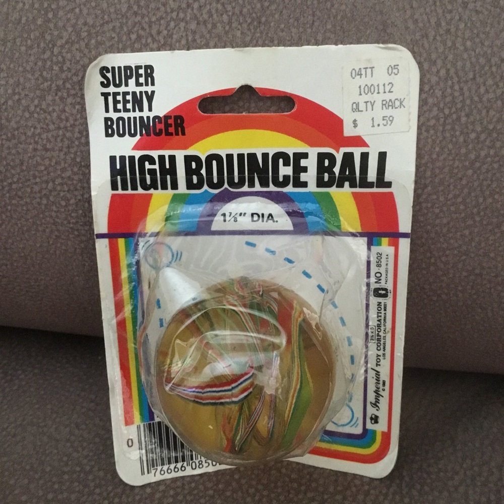 Imperial Toy Corporation High Bounce Ball 1 7/8” Dia. No 8502 NEW on Card VTG